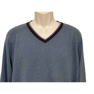 Brooks Brothers Mens Sweater V Neck Knit Long Sleeve‎ Cotton Blue Vintage L